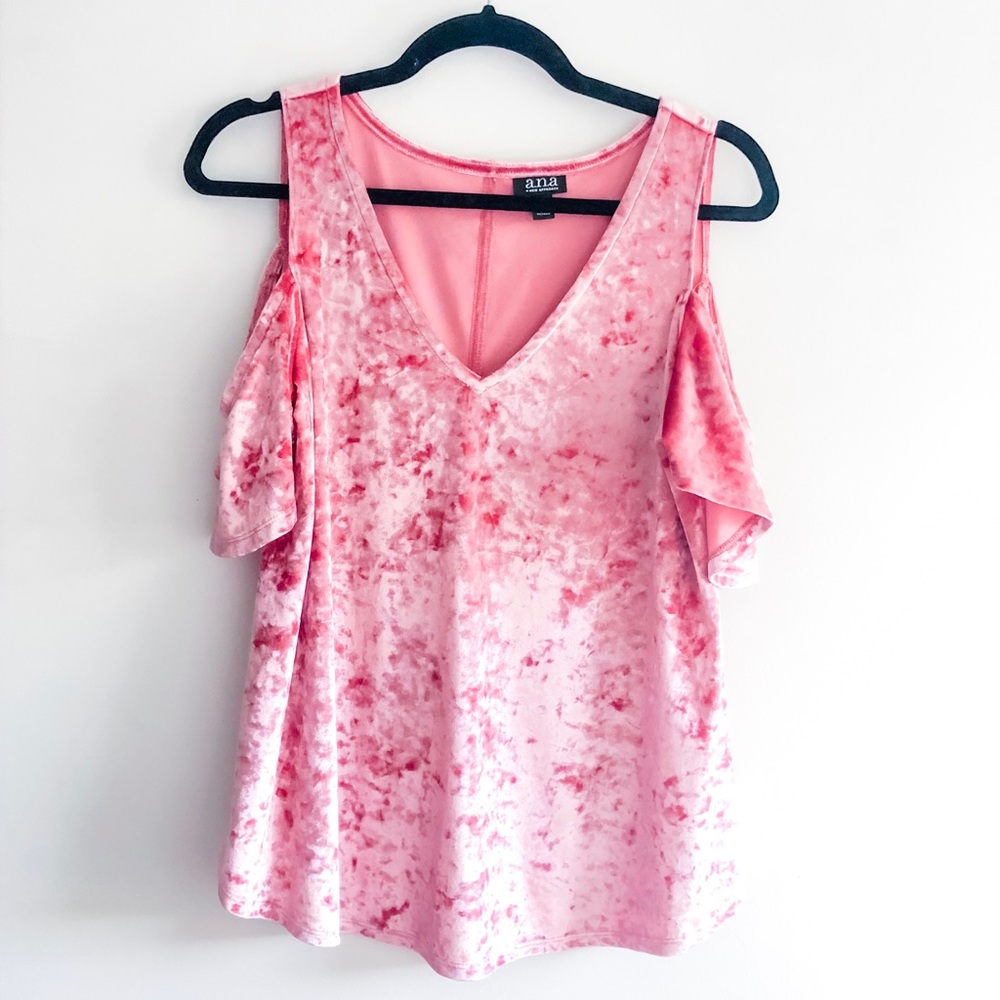 A.N.A. Pink Velvet Cold Shoulder Top